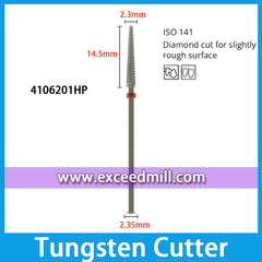 4106201HP-Diamond Cut for Slightly Rough Surface Dental Laboratory Tungsten Carbide Cutter 2.35mm Shank