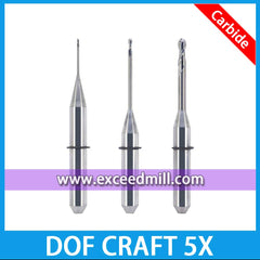 DOF CRAFT 5X CAD/CAM Carbide Tools for Milling Zirconia, Wax, PMMA, PEEK, Soft Metal, etc.