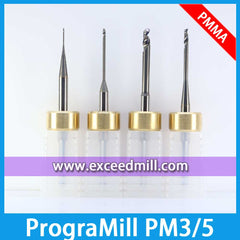 PrograMill PM3/5 Tools Carbide Single Flute Special for Milling PMMA, PEEK, Wax,etc