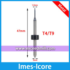 Imes-Icore CAD/CAM Tools 3mm Shank for Milling Titanium, CoCr T1/T6 T2/T7 T4/T9