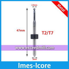 Imes-Icore CAD/CAM Tools 3mm Shank for Milling Titanium, CoCr T1/T6 T2/T7 T4/T9