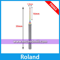 Fresas Roland especiales para mecanizado de PMMA, PEEK, para evitar que se pegue