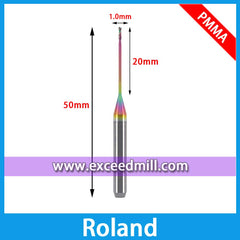 Fresas Roland especiales para mecanizado de PMMA, PEEK, para evitar que se pegue