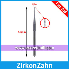 ZirkonZahn 3mm Shank Tools Flat-end for Milling Zirconia Implant Abutment