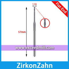 ZirkonZahn 3mm Shank Tools Flat-end for Milling Zirconia Implant Abutment